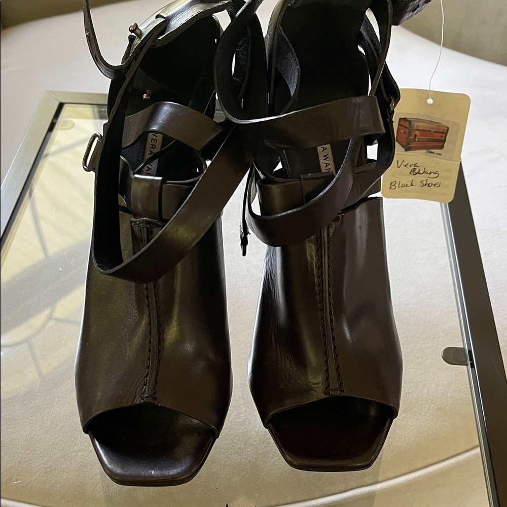 Vera Wang Lavender Label Black Open-Toe Heels